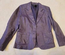 MetroStyle Purple Leather Jacket Size 14