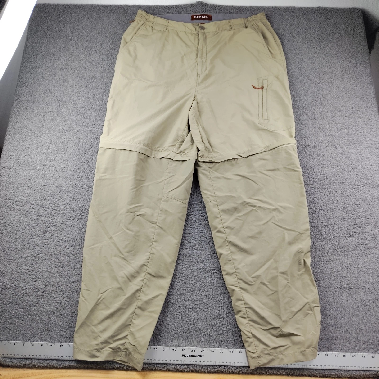 Simms COR3 Covertible Nylon Pants Quick Dry Beige Size XL Mens Fishing Outdoors
