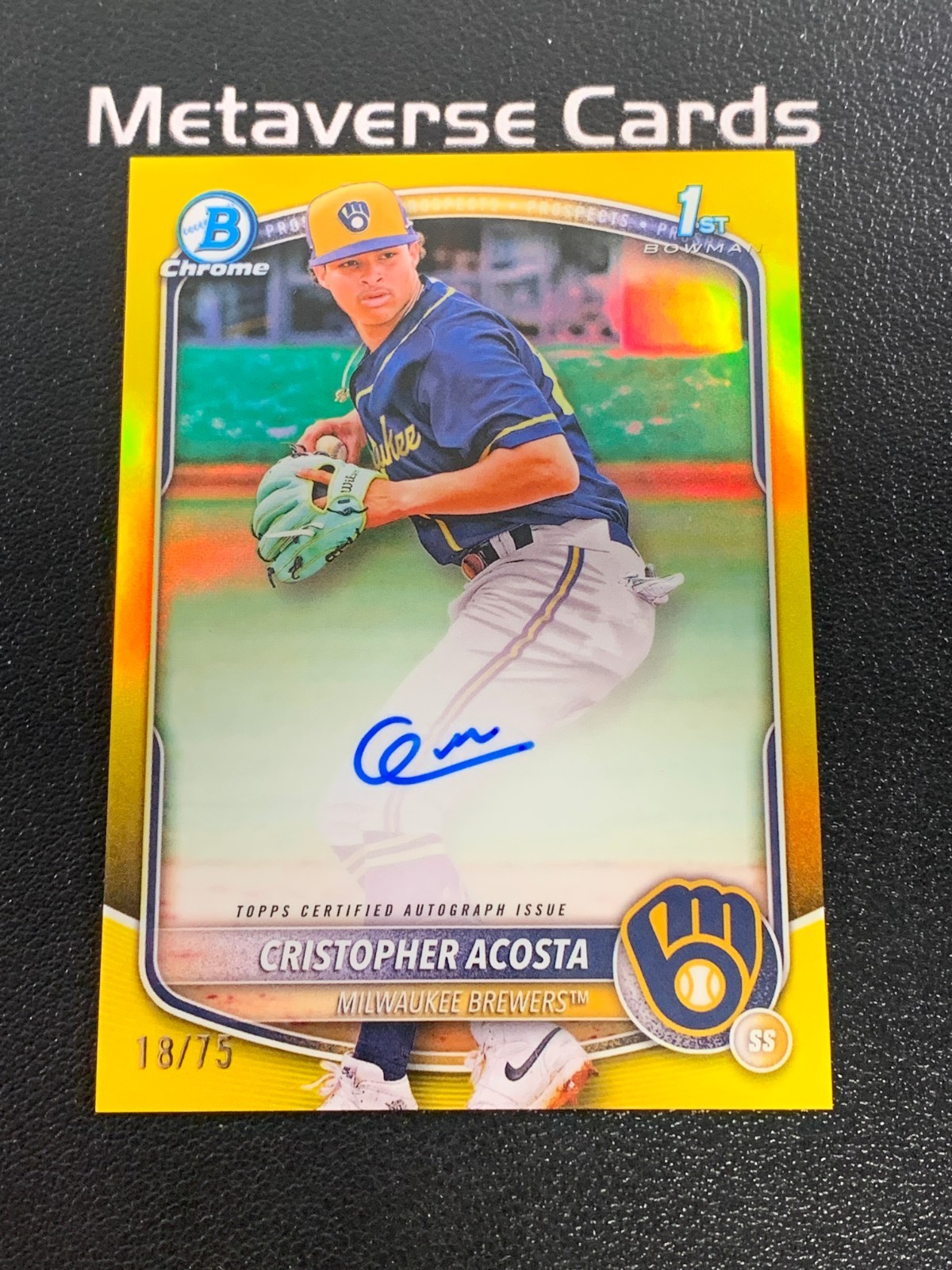 2025 Bowman Chrome 1st Prospects Cristopher Acosta Auto Yellow Refractor 18/75