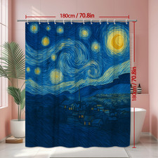 Starry Night Shower Curtain - Art Decor for Bathroom