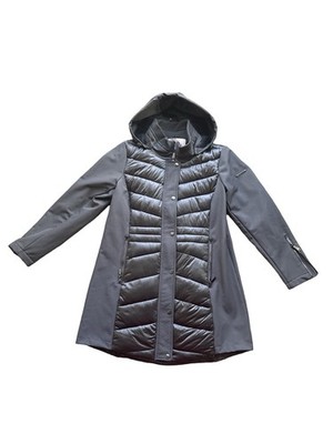 BCBGeneration Size 0 Mixed Media Water Resistant Hooded Puffer Gunmetal Gray NWT