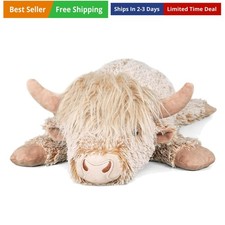 3.5Lbs Weighted Stuffed Animals Microwave Highland Cow Plush with Removable H...