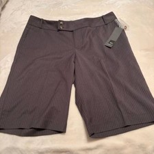 NWT Women's Mossimo Stretch Modern Fit Brown Striped Bermuda Shorts 12