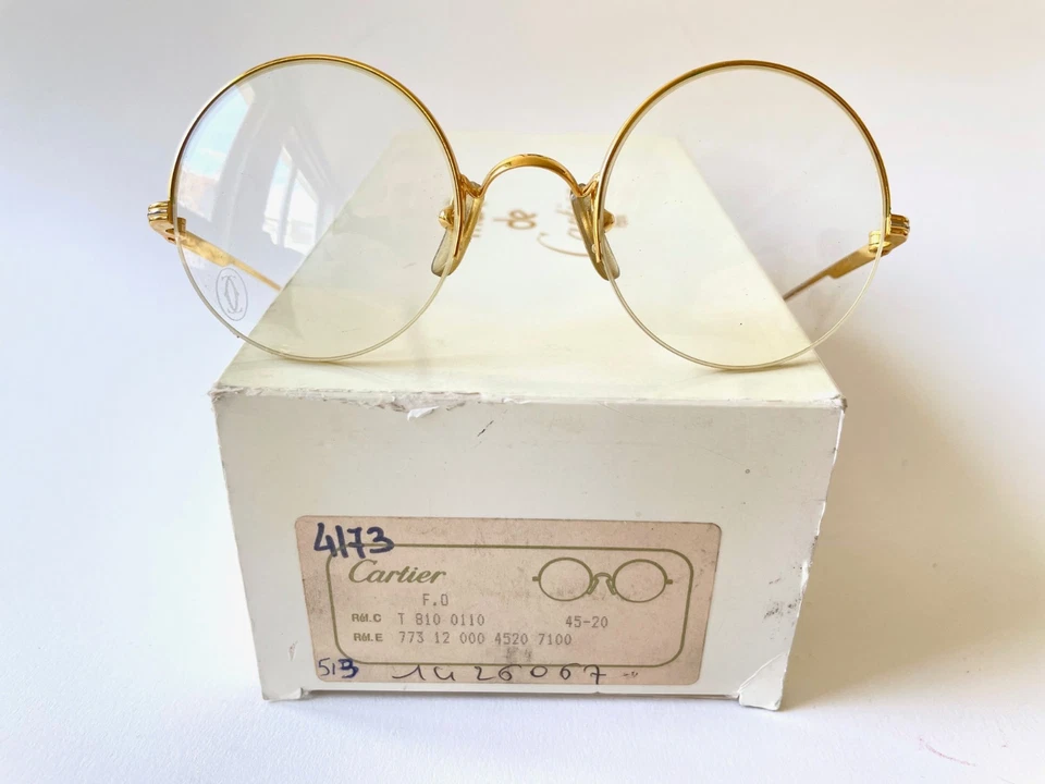 vintage CARTIER MAYFAIR 22K gold plated eyeglasses SMALL 45/22 NOS Madison - Bild 2 von 4