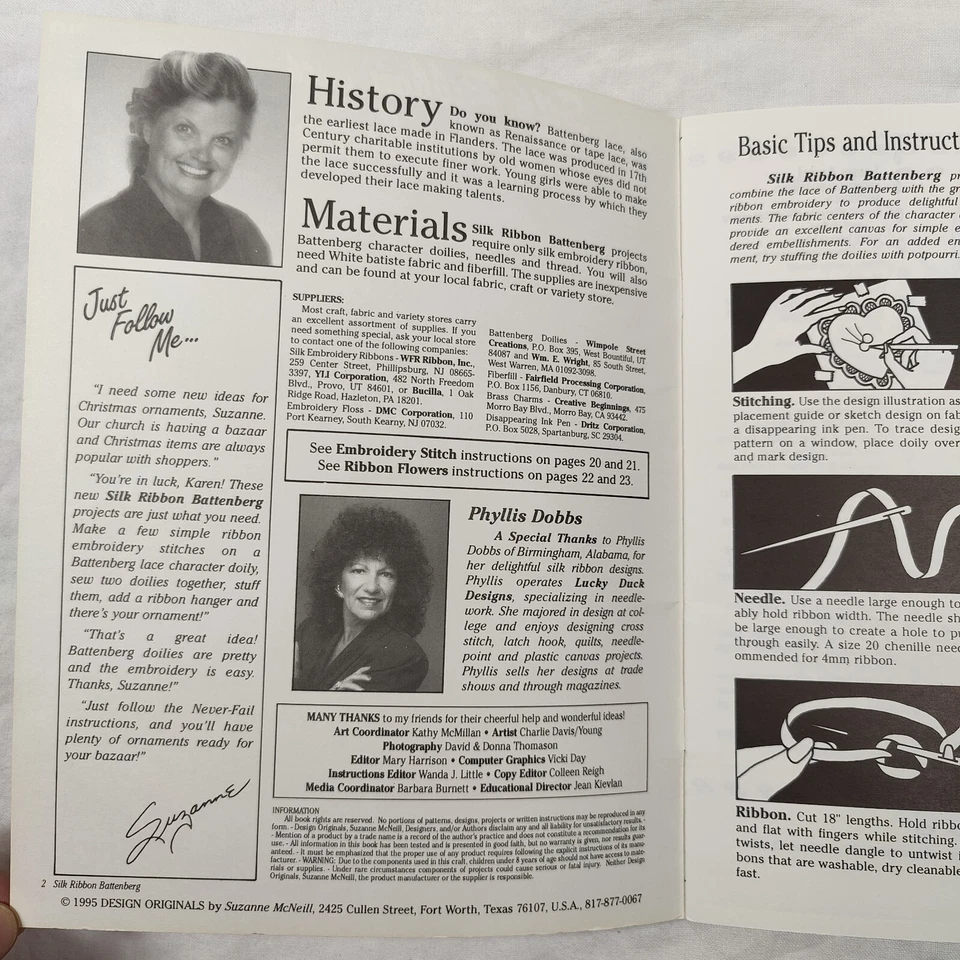 Cinta de seda con Battenberg de Phyllis Dobbs 1995 diseño de colección libro original 3112 Foto 3 de 4