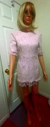 ISABEL MARANT TWEED MINI PINK DRESS W/ FRINGES SIZE SMALL - Picture 2 of 17