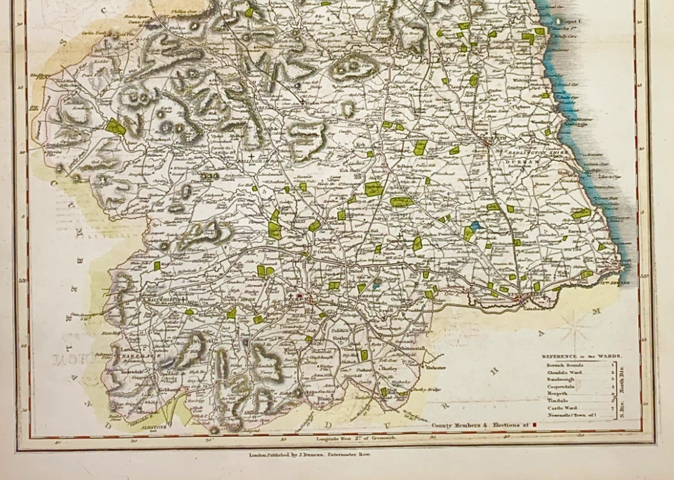 Northumberland map towns gentleman houses election poll reform bill 1838 - Image 3 of 4