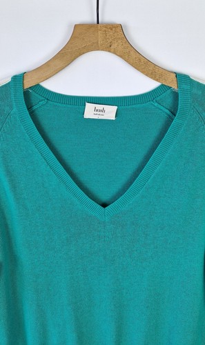 HUSH GRÜN WEISS ÄRMEL SEITENSTREIFEN WOLLMISCHUNG V-AUSSCHNITT OVERSIZED PULLOVER GRÖSSE S - Bild 5 von 13