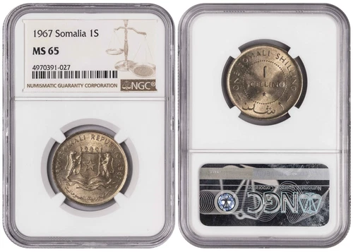 i-650598 Somali 1 Scellino 1967. NGC MS 65. Almost TOP POP.