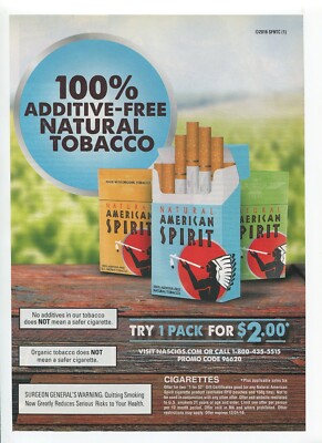 Natural American Spirit Cigarettes $2 Pack 2016 Full-Page Print Magazine Ad 