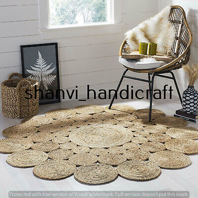 Indian Handmade Braided Jute Rug Bohemian Area Rug Carpet 8 Feet Home Decor Rugs