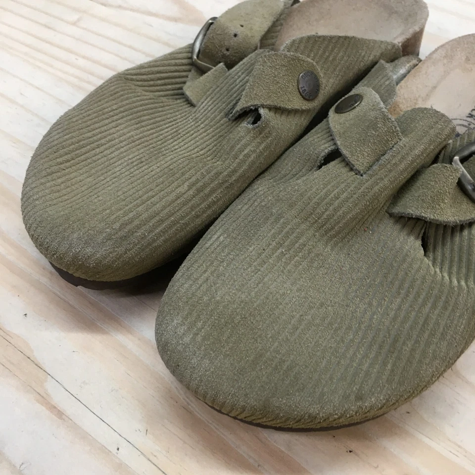 Sandalias Cabeza de Pato Mujer 6.5 Zuecos Cuero Verde Sin Cordones Hebilla Punta Redonda Foto 4 de 4