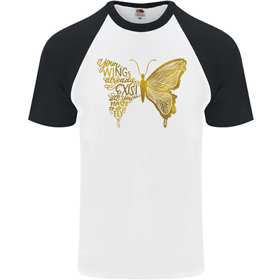 Baseball-T-Shirt Butterfly inspirierendes Zitat Rhopalocera Herren S/S