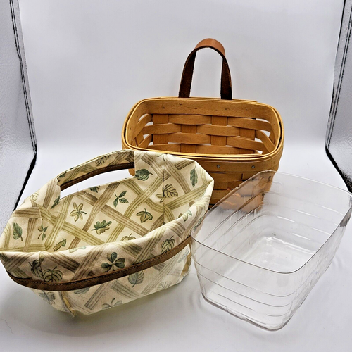 Longaberger Small Hanging Wall Basket w/Leather Strap Sawtooth Hanger 1998 Vtg - Picture 2 of 22