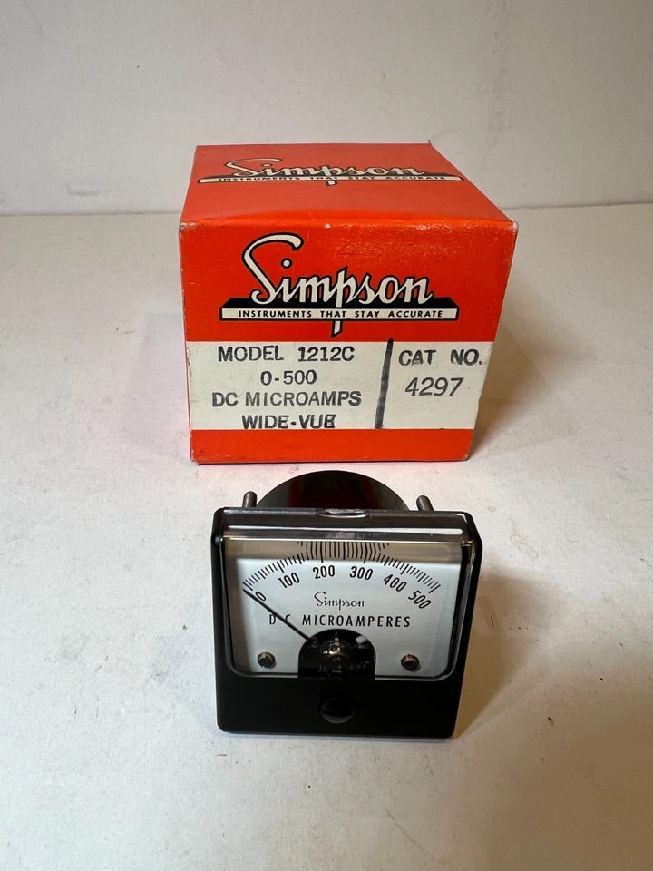 SIMPSON   1212C-0-500-DC Microamperes Analog Wide-Vue Panel Meter (NEW IN BOX) - Image 2 of 4