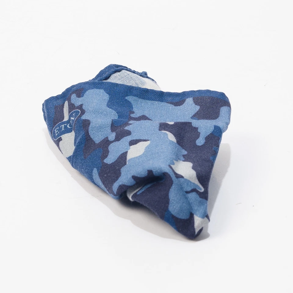 ETON Pocket Square Blue Camo Print Handkerchief Menswear Classic - Image 3 of 4