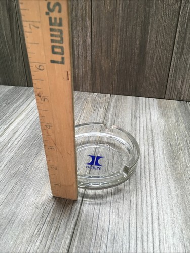VTG Glass HILTON Hotel Ashtray Round Blue Logo No Chips/Cracks - Picture 9 of 12