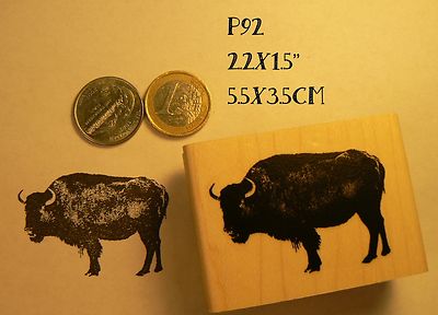 P92 Bison rubber stamp Wood Mounted 