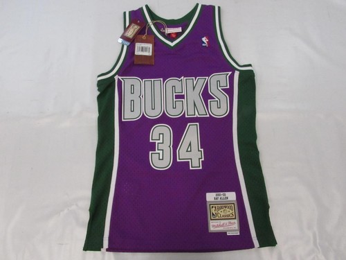 New 2001-2002 Ray Allen #34 Bucks Mens Mitchell & Ness Swingman Jersey $130 - Picture 9 of 12