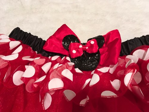 Disney Minnie Mouse Gonna Rosso Pois Increspato Tulle Costume Halloween Topolino - Foto 3 di 5