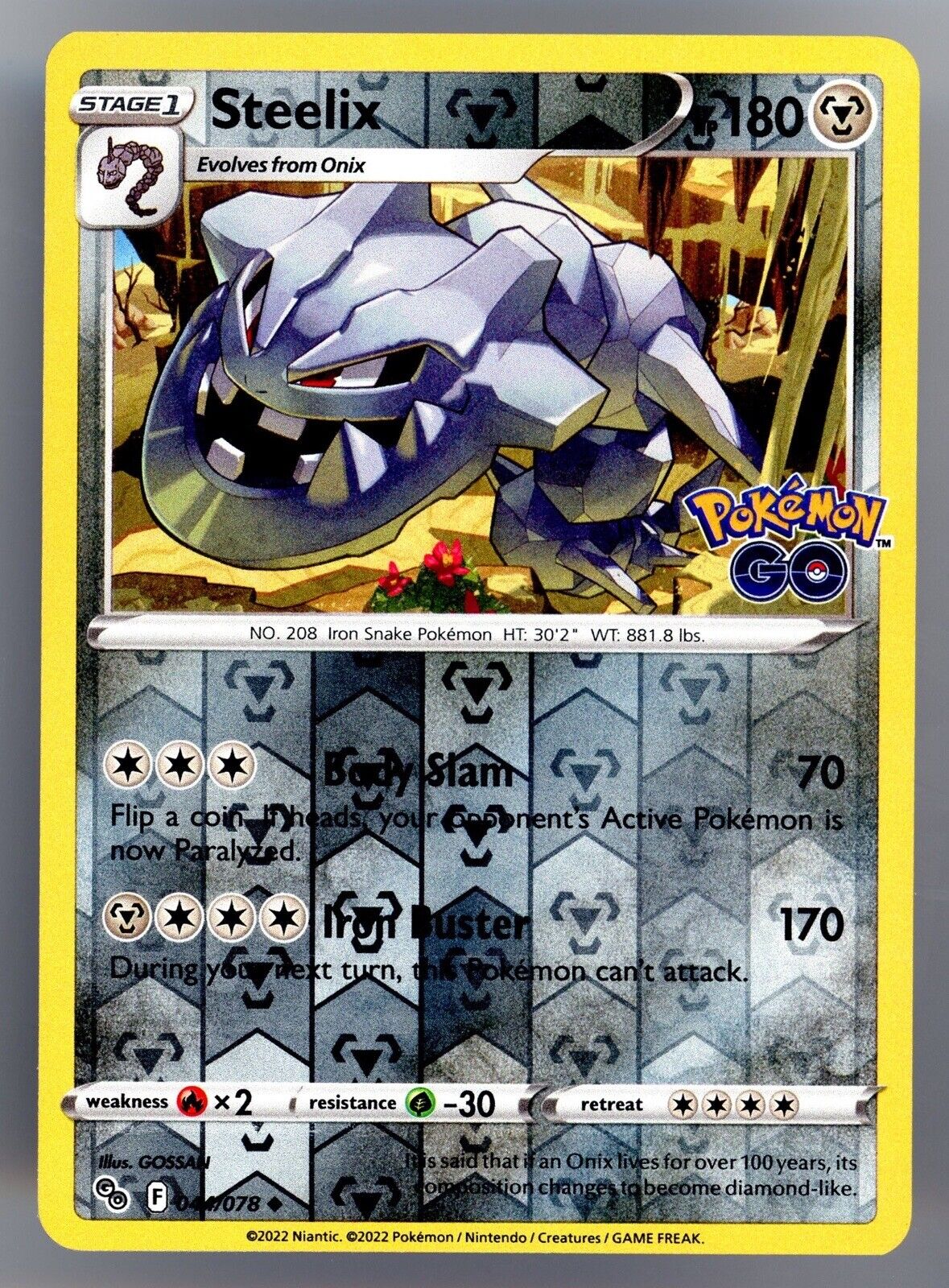  Steelix 044/078 - Pokemon Go - Evolution Card Lot