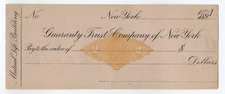 1901 RN-X7 unused check Guaranty Trust Company of New York [6440.10]