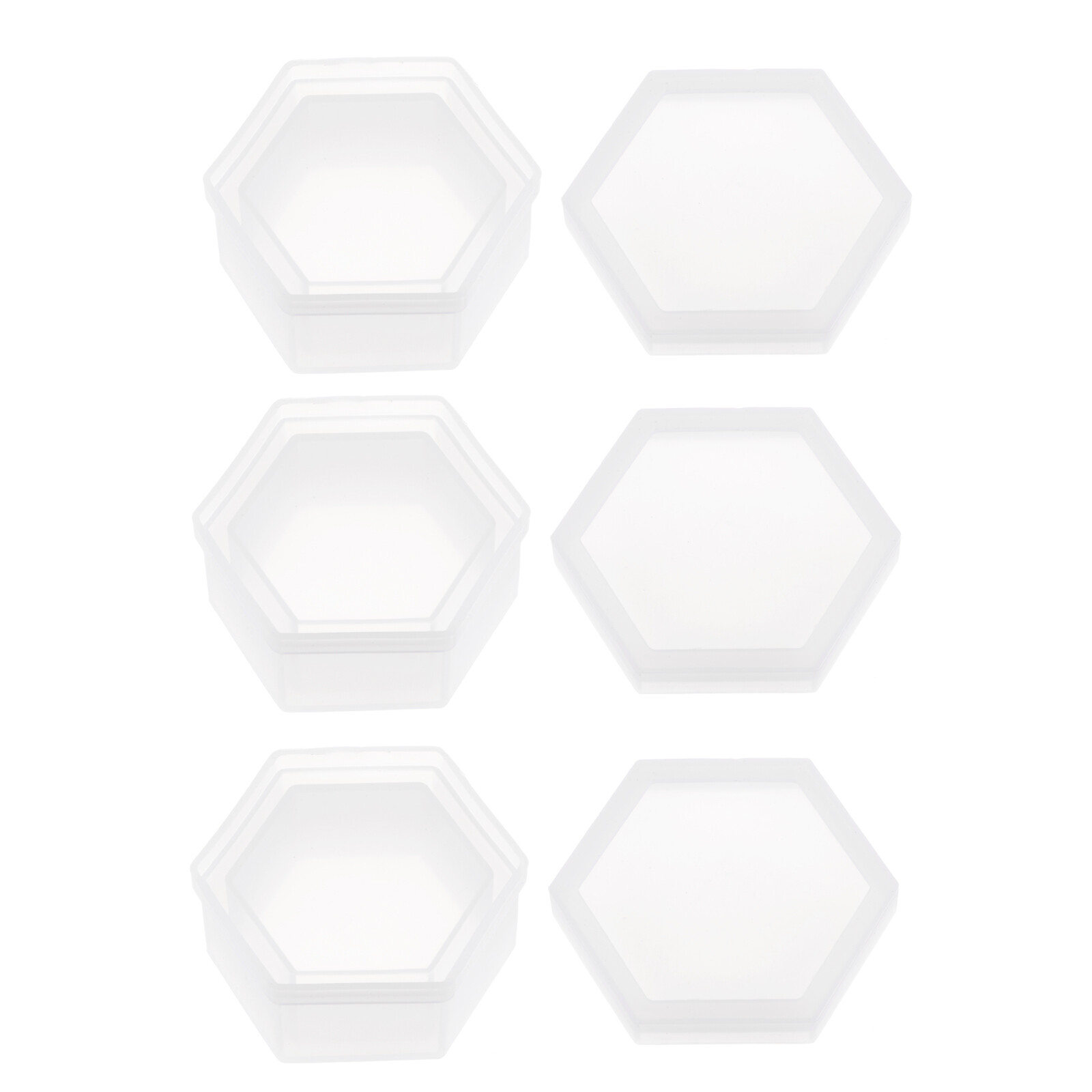 3pcs Jewelry Box Resin Mold Hexagon Silicone Storage Epoxy Container Mold w Lid