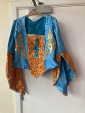 Turquoise and orange and gold hand made Tudor skirt and top with headdress