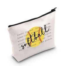 WCGXKO Softball Gift For Girl Teams Softball Makeup Bag Baseball Gift Softbal...