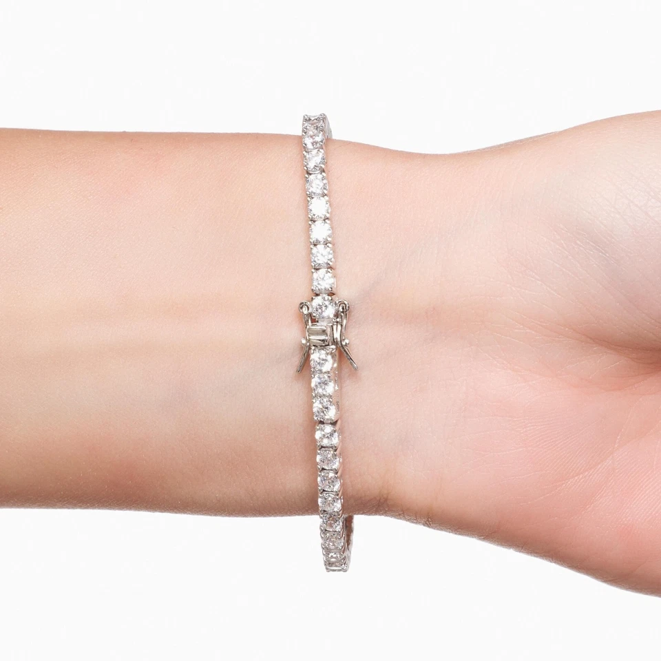 BRACCIALE TENNIS 3MM IN ARGENTO CON ZIRCONI BIANCO RODIATO IN ORO BIANCO - Immagine 2 di 3