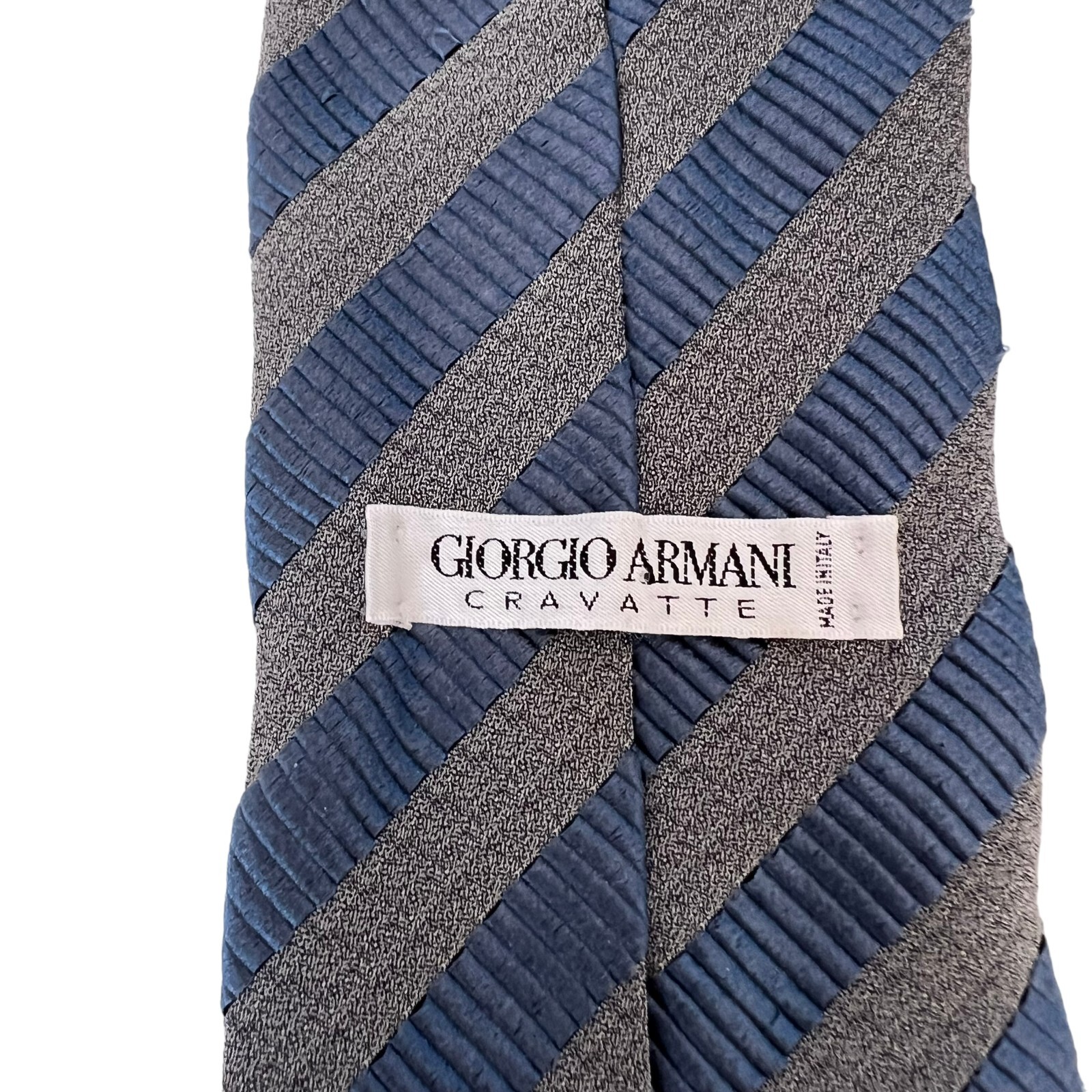 Giorgio Armani Cravatte ties blue gray striped ta… - image 3