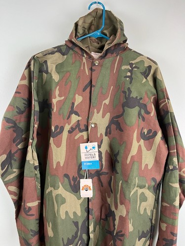 Ideal Rain Parka W/Hood Small Camo Ol' Jakes Coated New With Tags Military Green - Picture 2 of 9