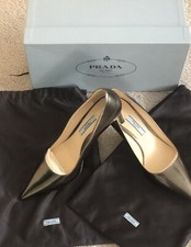 PRADA Calzature Donna Antracite Metal Heels Size 37 11803E Italy