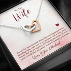Wife Interlocking Hearts Jewelry Necklace Pendant Women Message Box Gift