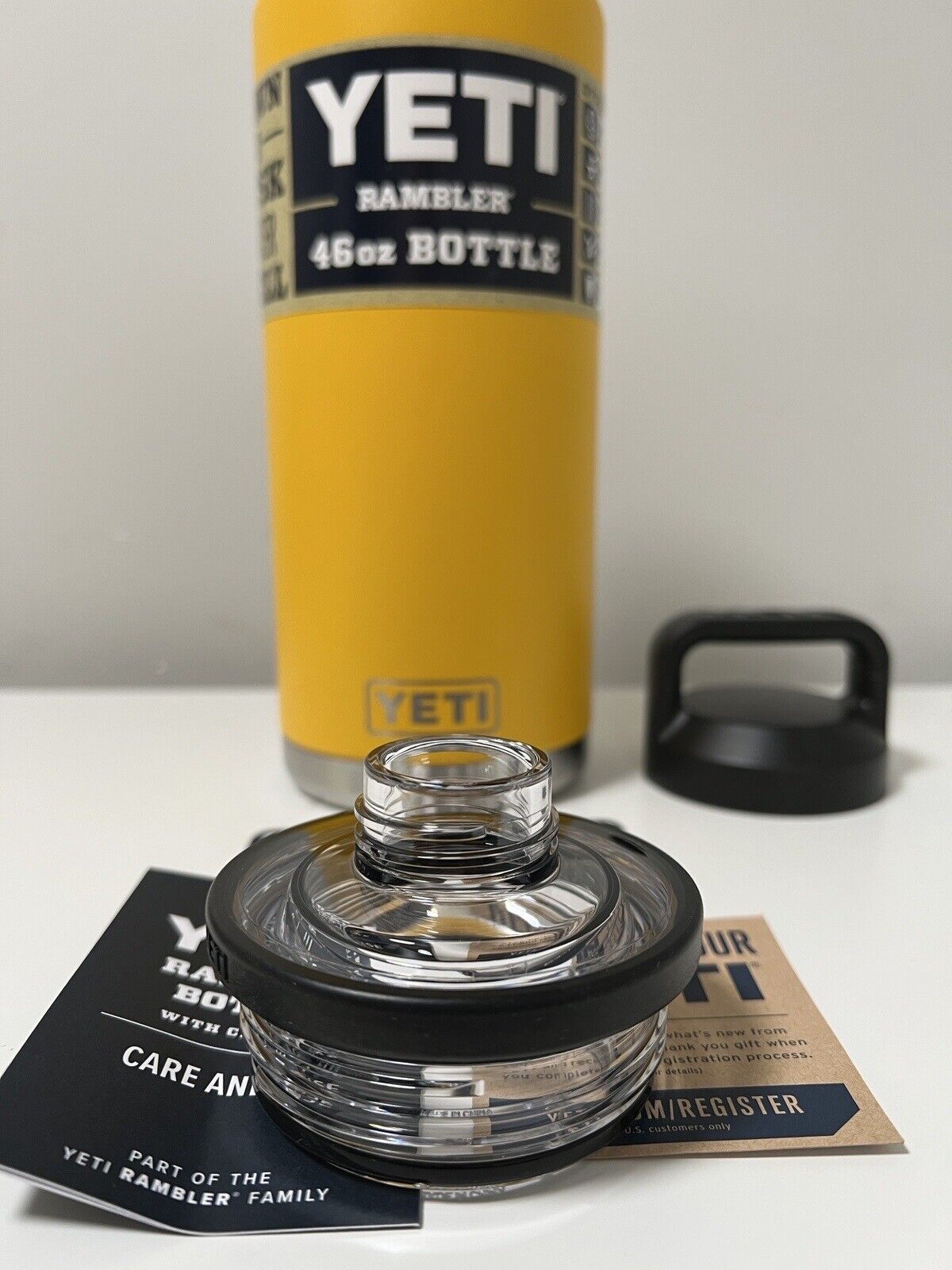 YETI 32oz. Rambler Bottle with Chug Cap, Name Brock & #7 On Bottle Yellow