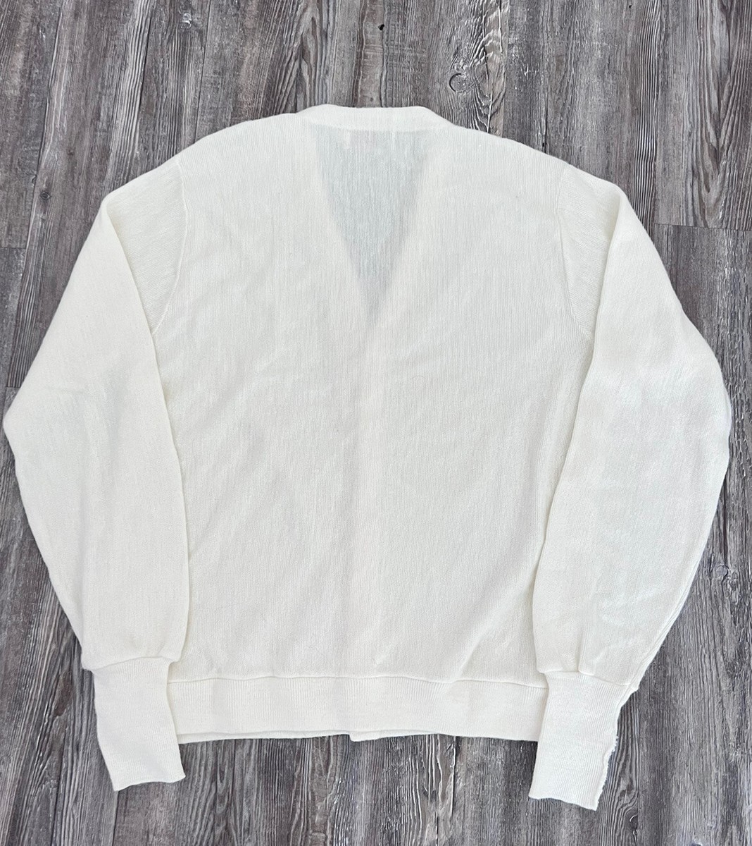 Vintage IZOD LACOSTE Cardigan Acrylic Sweater Ivory Made in Vintage IZOD LACOSTE Cardigan Acrylic Sweater Ivory Made in