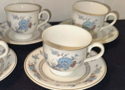 (Set of 3) Noritake BLEUFLEUR CUPS and SAUCERS (Japan)