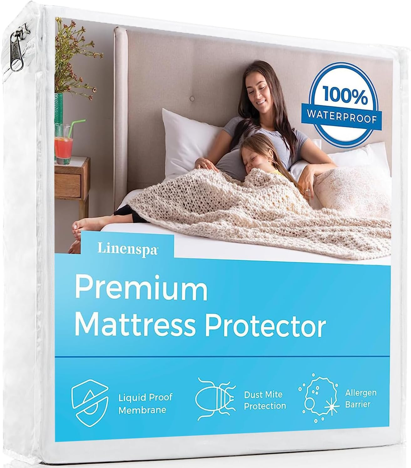 Mattress Protector, Waterproof Smooth Top Premium Twin Mattress Protector-image