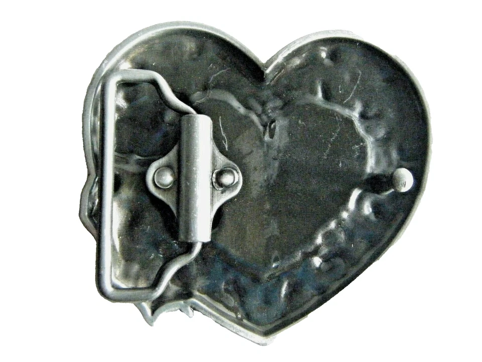 Hebilla de cinturón tono corazón y rosas rojo y estaño se adapta a cinturón de hasta 1,75" nuevo Foto 2 de 2