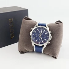 Bulova Marine Star 96B287 Men's Chronograph Watch Blue Dial 100M Water Resistant