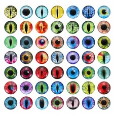 100Pcs 20mm Glass Dragon Eyes Flatback Doll Eyes, Red Green Purple Mixed