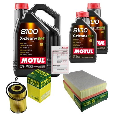 MANN Inspektionspaket 7L MOTUL 8100 X-CLEAN + EFE 0W-30 für VW Multivan VI 2.0