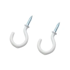 Vinyl Coated Screw-in Ceiling Hooks 1 inch White Metal Cup Hangers 100 PCS