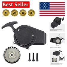 Lightweight Black Aluminum Pull Starter for 2-Stroke Pocket Bikes - Easy Install