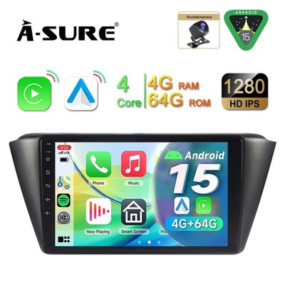 4+64GB Android 15 Autoradio Carplay Navi +Kamer für Skoda Fabia 3 III 2014-2020
