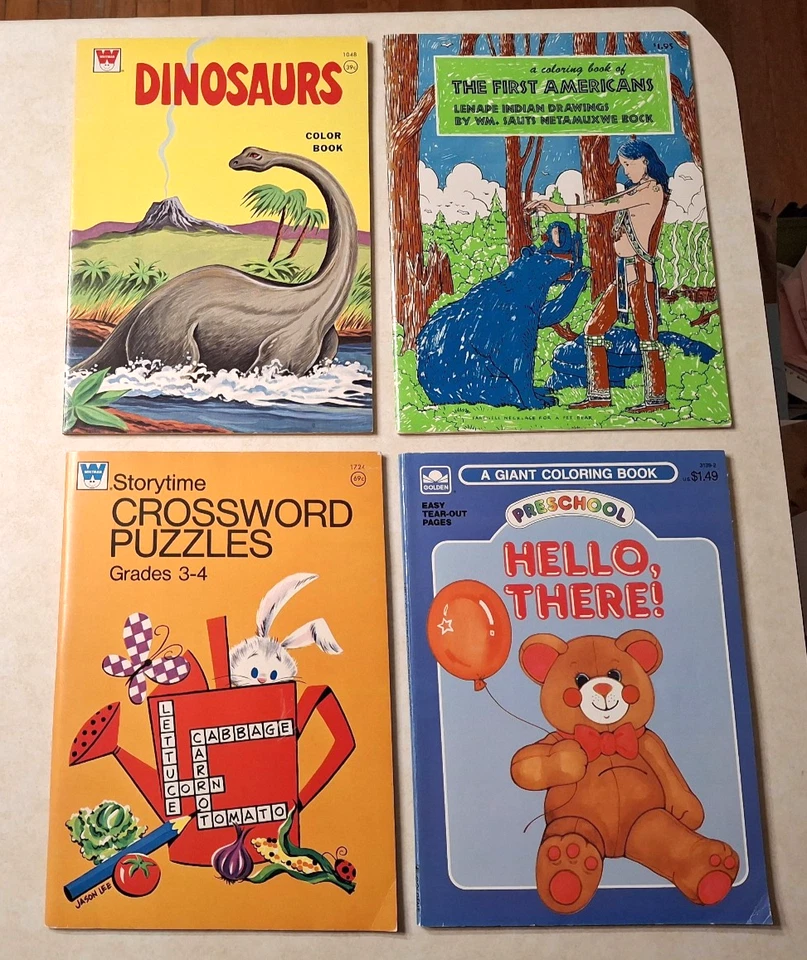 Vintage 1970s 1980s Coloring Activity Books Lot ALL UNUSED Whitman Dinosaurs - Image 4 of 4