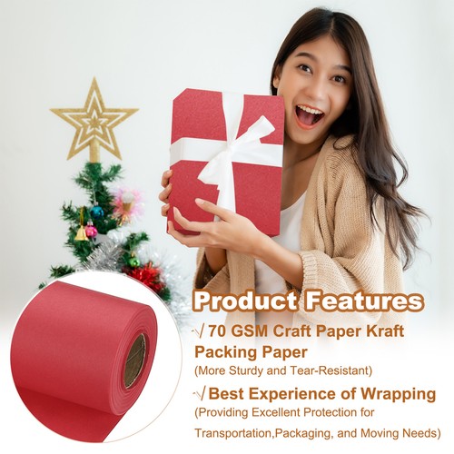 Carta da regalo per imballo, 50 cm x 15 m 70 GSM rosso - Bild 3 von 7