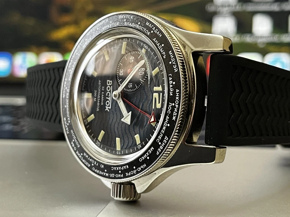 Nuevo Reloj Automático Para Hombre Vostok Amphibian 13003V Esfera Azul Buceo 20 ATM Foto 3 de 4