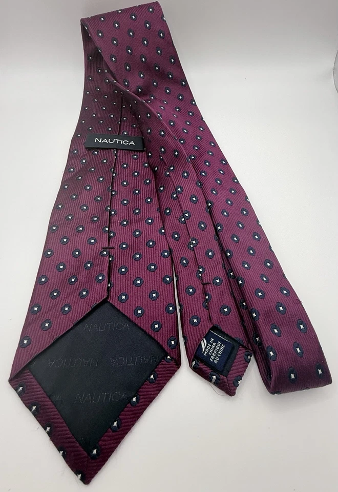Nautica 100% 真丝紫色几何领带设计师经典时尚 😎🧐 — 第 3/4 张图片