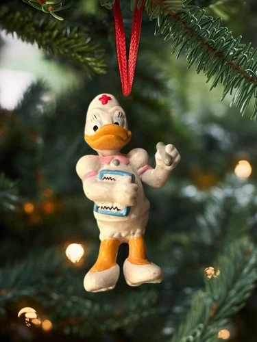 Vintage Daisy Duck Nurse PVC Disney Applause ORNAMENT Figure Figurine Charm 3”